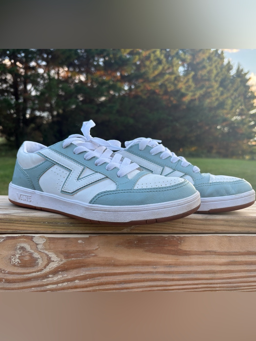 Vans Lowland ComfyCush White Blue Gum Sole Sneakers Women’s 10.5 Men’s 9
